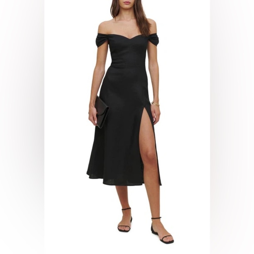 Reformation Bridgton Off the Shoulder Linen Dress Size 4